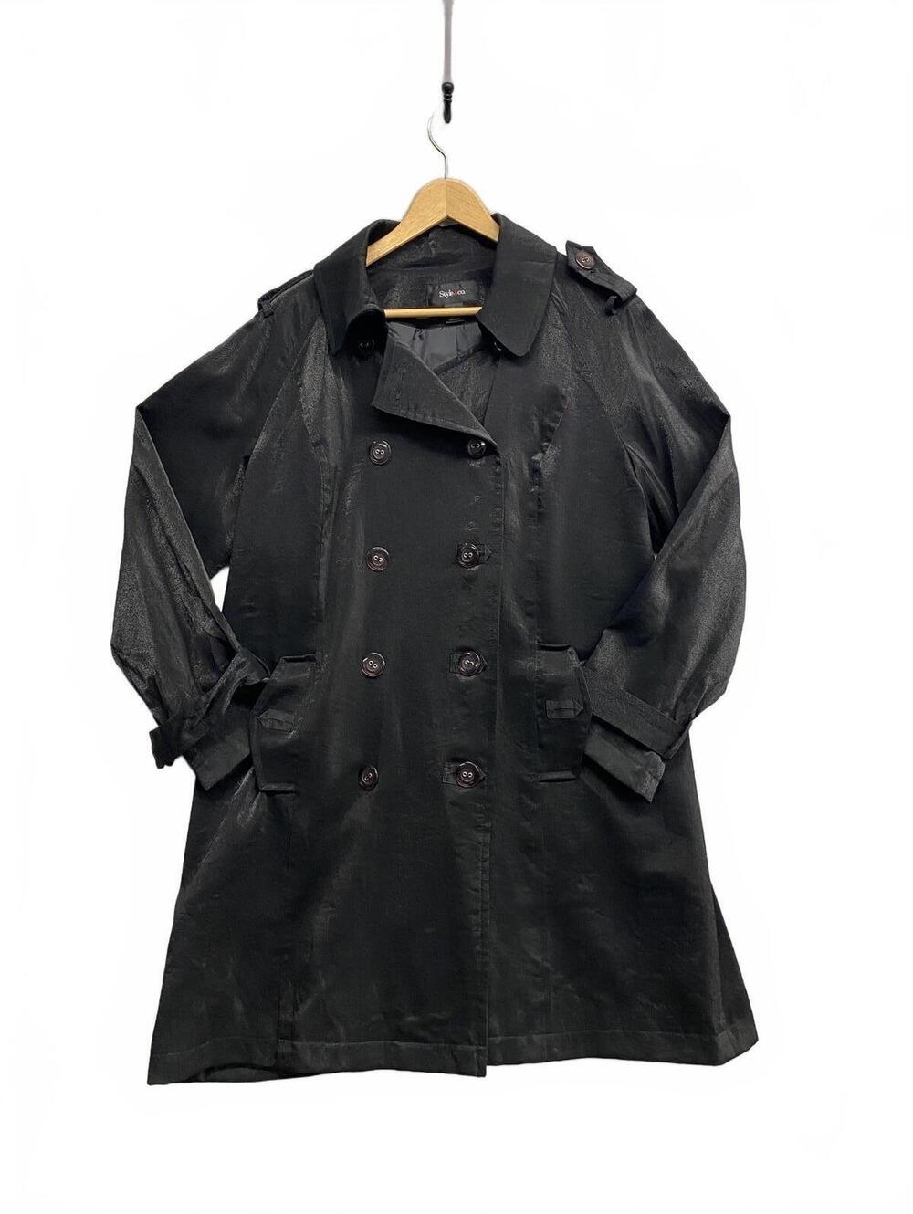 Style & Co Black Women's Trench Coat Double-Breasted Size XL